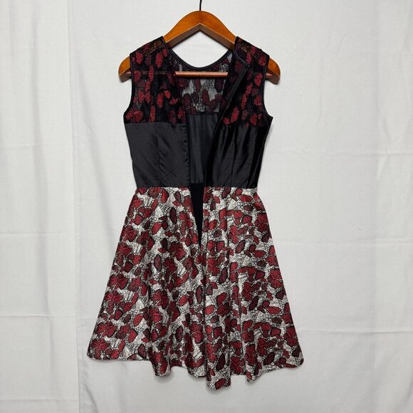 Vintage Y2K RODARTE Black Red Butterfly Embroidered Silk Blend Cocktail Dress - Picture 10 of 17
